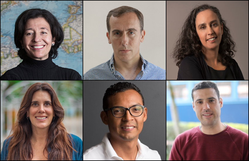 Arriba: María Teresa Ronderos, Hugo Alconada Mon, Francisca Skoknic. Abajo: Laura Zommer, Rigoberto Carvajal, Andrés Bermúdez. Arriba: María Teresa Ronderos, Hugo Alconada Mon, Francisca Skoknic. Abajo: Laura Zommer, Rigoberto Carvajal, Andrés Bermúdez.