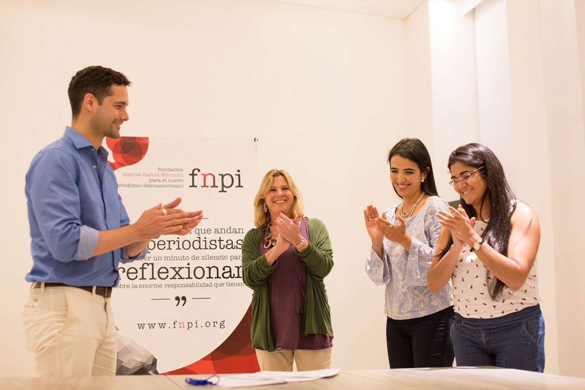Luis Quevedo, Roxana Tabakman y Fernanda Hernandez eligieron los finalistas de la categoría Televisión y Video. Foto: Rafael Bossio Fotografía/FNPI