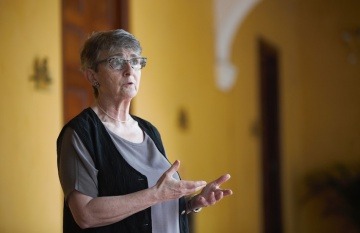 Liza Gross, maestra del Taller de Periodismo de Soluciones que se realizó en Cartagena. Foto: Emmanuel Upegui - FNPI.