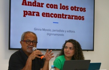 Tulio Hernández y Ginna Morelo. Foto: Guillermo González / Fundación Gabo.
