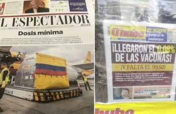 Portadas de los diarios colombianos El Espectador y Q'hubo el martes 16 de febrero. 
