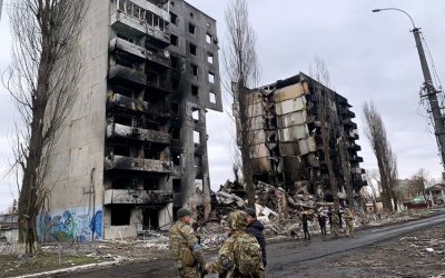 Edificios de la ciudad de Borodyanka tras los ataques del ejército ruso. Foto: Sara Gómez Armas
