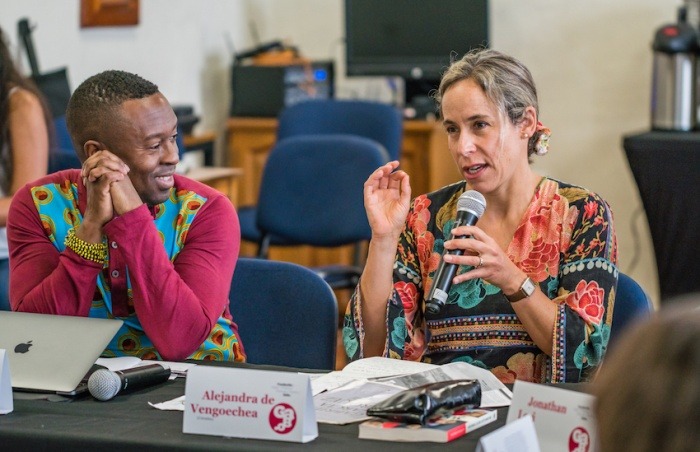 Jason King y Alejandra De Vengoechea, maestros invitados de la Beca Gabo 2019. Foto: Rafael Bossio / Fundación Gabo.