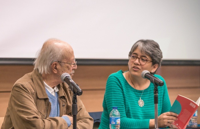 Javier Darío Restrepo y Yolanda Ruiz durante el Encuentro de directores y editores de medios colombianos 2018. Foto: Diana Sánchez / Fundación Gabo.