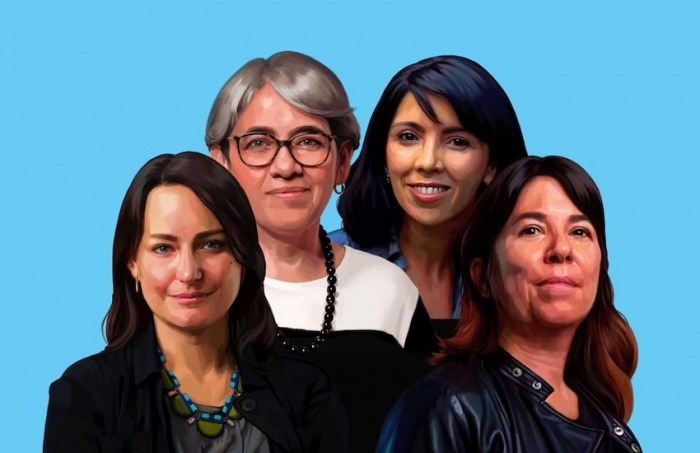 De izquierda a derecha: Carolina Guerrero, Yolanda Ruiz, Paula Molina y María O'Donnell. Ilustración: Silvana Bossa.