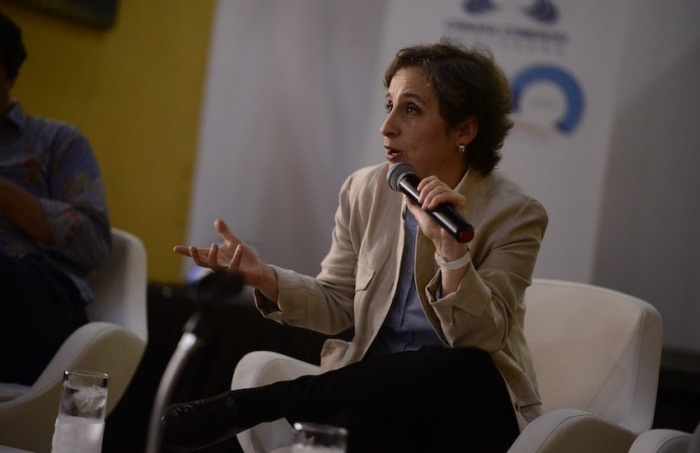 Carmen Aristegui durante un evento en Cartagena, Colombia. Foto: Archivo Fundación Gabo.