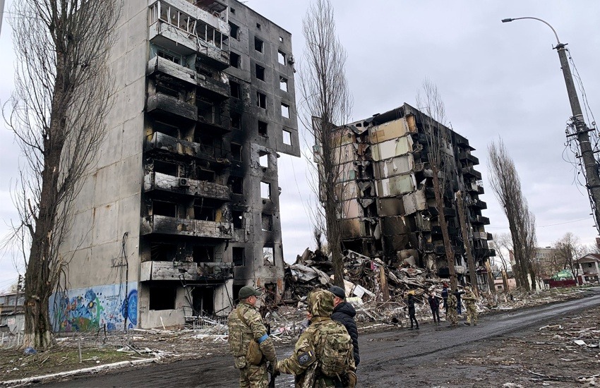 Edificios de la ciudad de Borodyanka tras los ataques del ejército ruso. Foto: Sara Gómez Armas