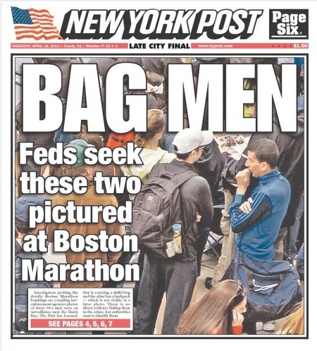 El NY Post se negó a rectificar pese a haber publicado esta foto de sospechosos que finalmente nada tuvieron que ver con los atentados / Newseum