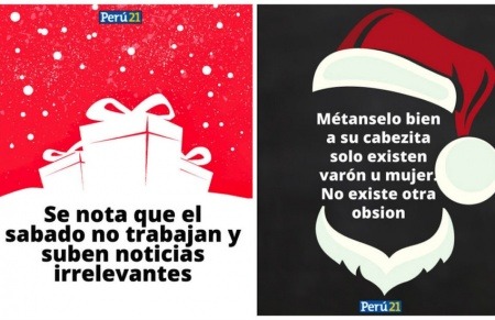 Algunas de las tarjetas navideñas creadas por Perú21 con los comentarios de sus lectores