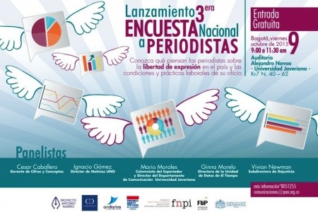 Afiche de invitación a la presentación de la III Encuesta Nacional de Periodistas.