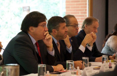 De izquierda a derecha: Jaime Abello, Werner Zitzmann, Fernando Carrillo y Jean-François Fogel | Fotografías: Andrés Bernal para la FNPI