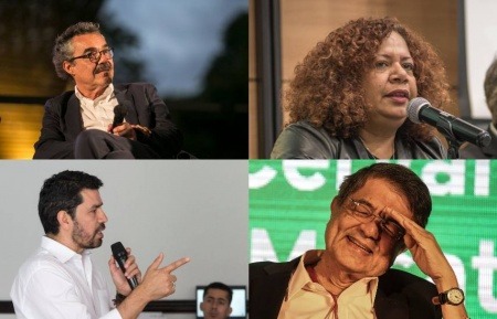 Gonzalo García Barcha, Luz Mely Reyes, Ernesto Cortés y Sergio Ramírez / FNPI 