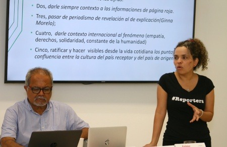 Tulio Hernández y Ginna Morelo en 2019. Foto: Guillermo González / Fundación Gabo.