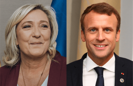 Marine Le Pen y Emmanuel Macron. Foto: Vox España y Arno Mikkor, EU2017EE Estonian Prresidency.