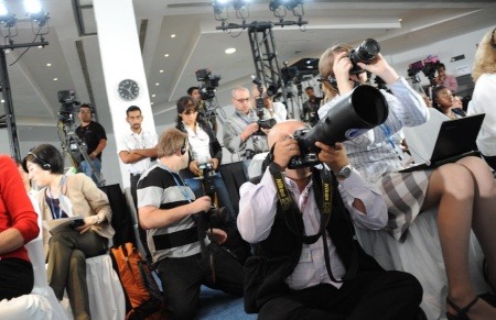 Reporteros durante conferencia de prensa. Foto: Naciones Unidas.